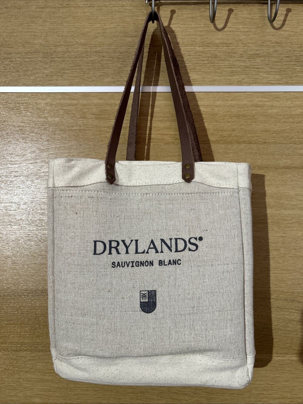 NEW Jute and leather strap Insulated Wine Tote, Beige, holds 3-Bottles